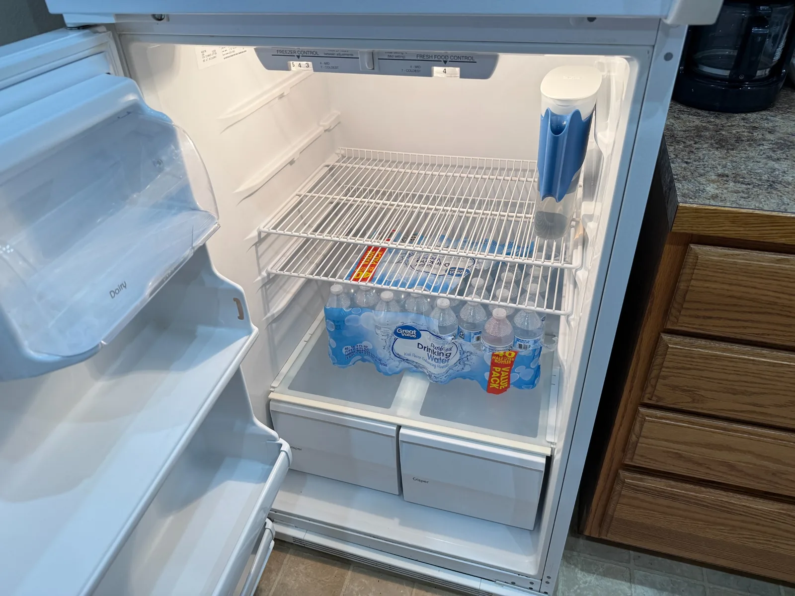 Clean and restocked Airbnb refrigerator